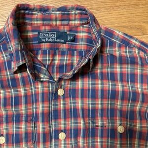 Polo by Ralph Lauren Men's Plaid Shirt in Red and Blue